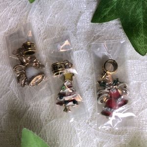 Three Vintage Old Gold-Tone Christmas Charms - Bells and Tree - New in Wrappers!